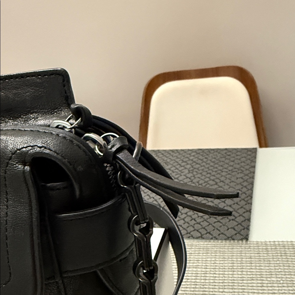 rag & bone Black Leather Crossbody Bag with Chain Strap - Picture 4 of 11